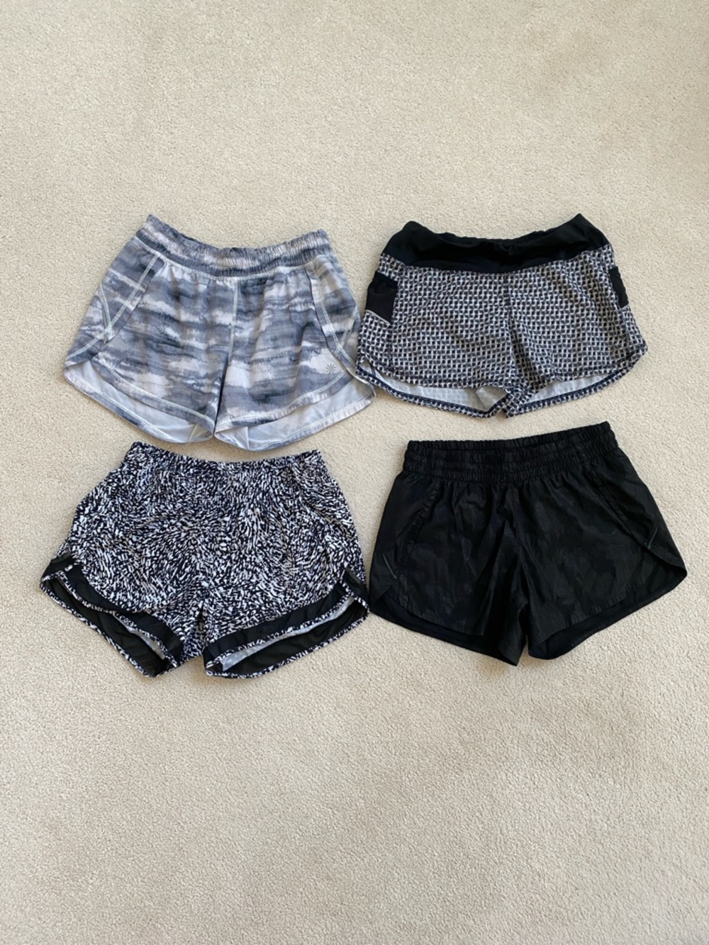 ATHLETA Bundle Black & Gray Athletic Shorts - Set of 4